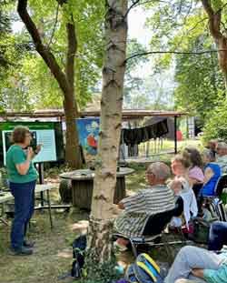 Outdoor talk to audience